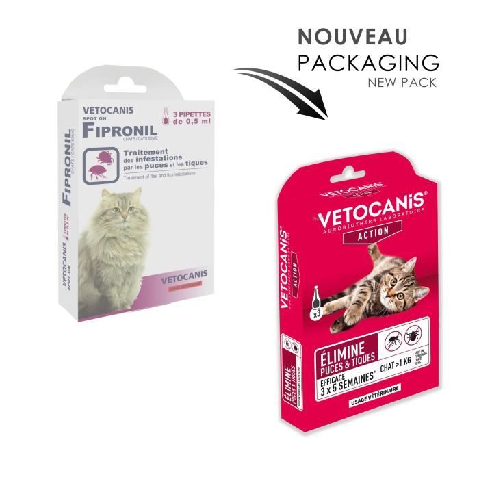 VETOCANIS Spot-on Pipettes, Flea and Tick Treatment - For Cats