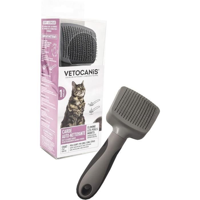 VETOCANIS Grooming Brush - Self-Cleaning Slicker Brush for Cats - Long Hair