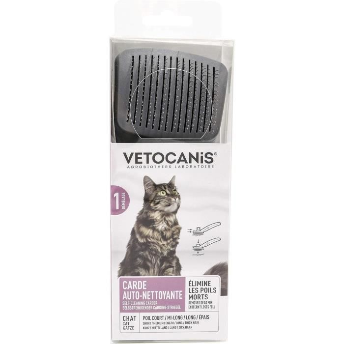 VETOCANIS Grooming Brush - Self-Cleaning Slicker Brush for Cats - Long Hair