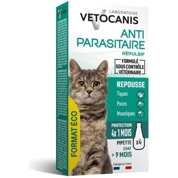 VETOCANIS Anti-parasitic Flea, Tick, and Mosquito Repellent Pipettes for Cats