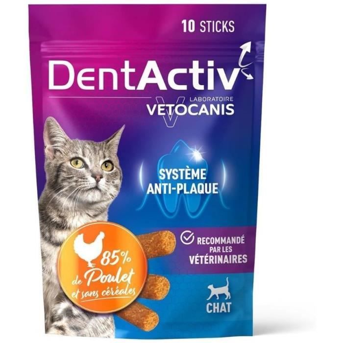 DentActiv - 10 Sticks - VETOCANIS - Chicken-Flavored Oral Hygiene for Cats