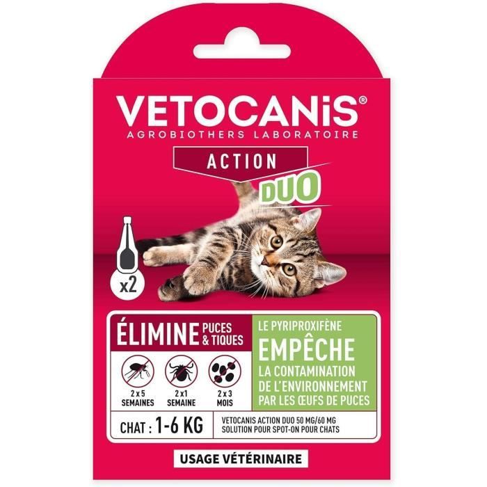 VETOCANIS Action Duo Pipette - Flea and Tick Treatment for Cats