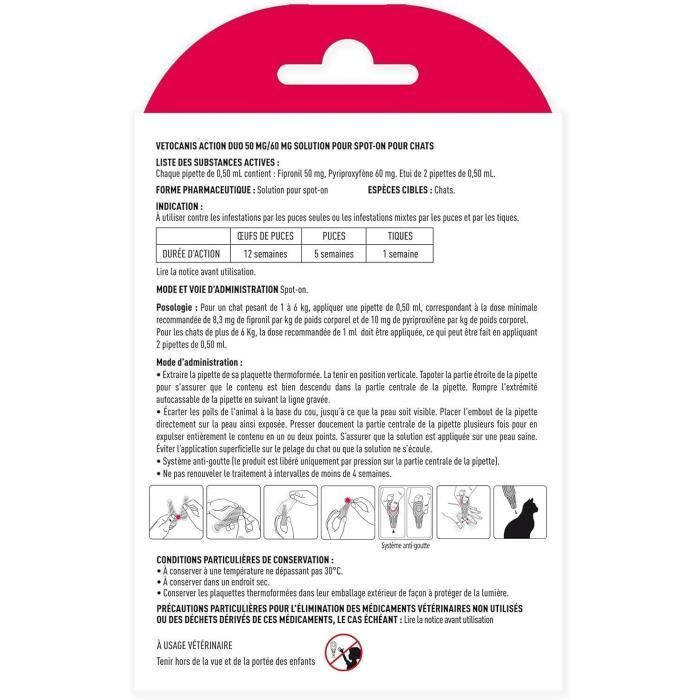 VETOCANIS Action Duo Pipette - Flea and Tick Treatment for Cats