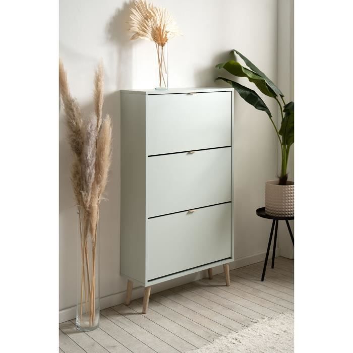 VIGO Shoe Cabinet - Green - 12 Pairs - W70 x D24 x H125 cm