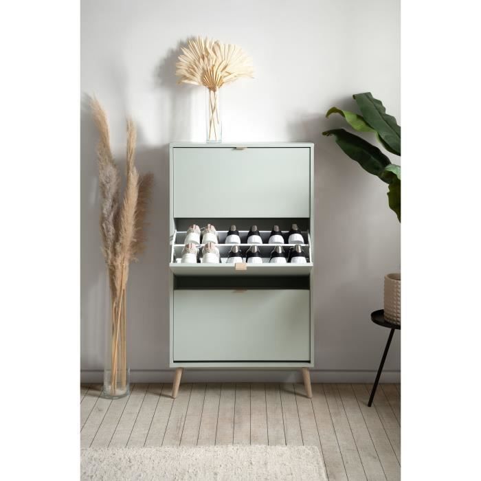 VIGO Shoe Cabinet - Green - 12 Pairs - W70 x D24 x H125 cm