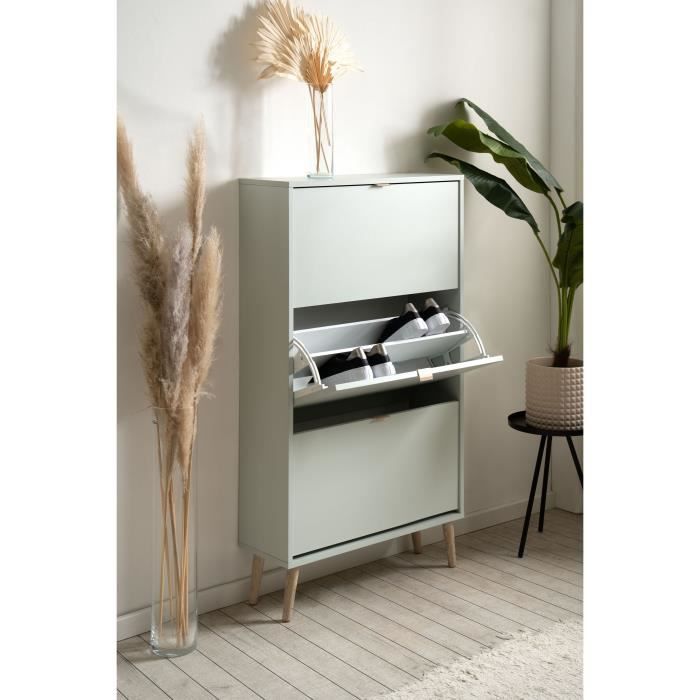 VIGO Shoe Cabinet - Green - 12 Pairs - W70 x D24 x H125 cm