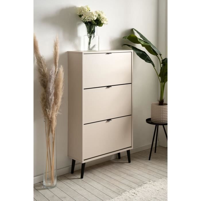 VIGO Shoe Cabinet - Cashmere - 12 Pairs - W70 x D24 x H125 cm