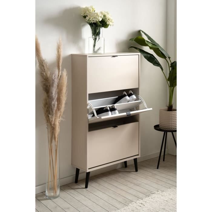VIGO Shoe Cabinet - Cashmere - 12 Pairs - W70 x D24 x H125 cm