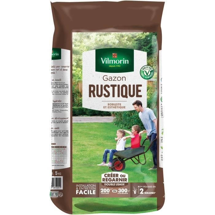 VILMORIN Grass Seed - Rustic - 5 kg - Dense and Robust
