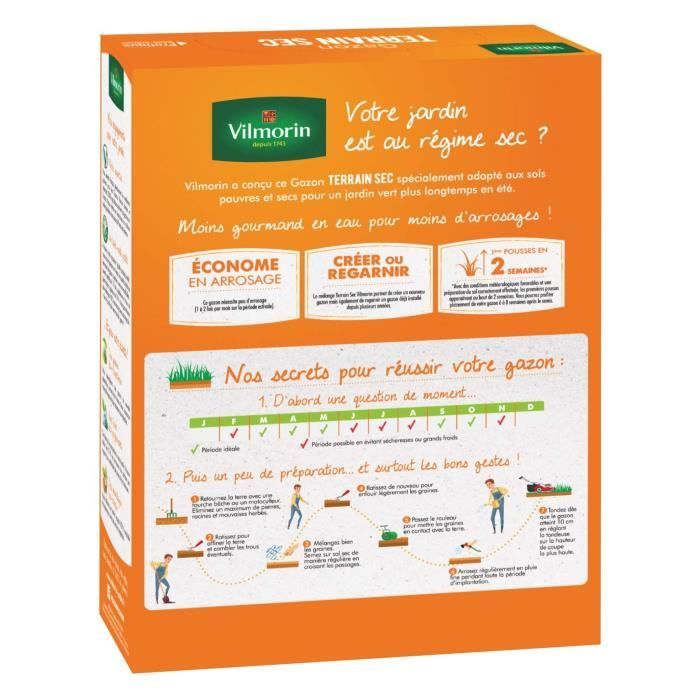 VILMORIN Hardy Grass Seed for Dry Ground - 3 kg