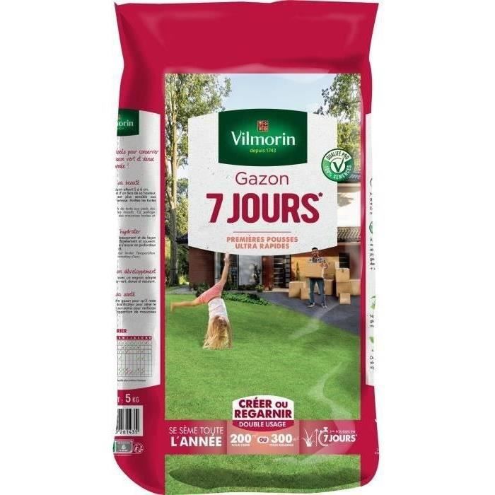 VILMORIN 7-Day Grass Seed - 5 kg - Ideal for New Lawns and Repairs