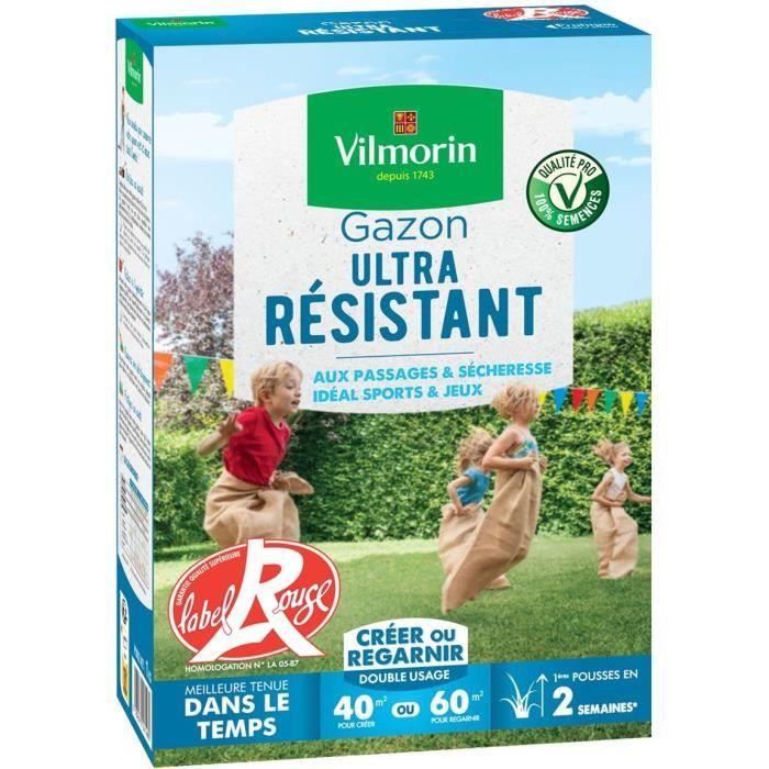 VILMORIN Grass Seed - Ultra Resistant - 1 kg - Red Label