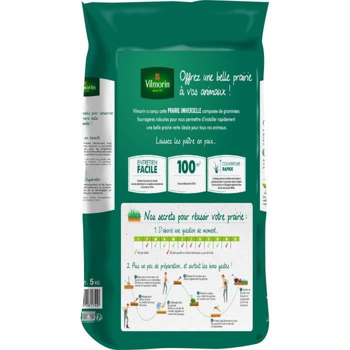 VILMORIN Universal Pasture Seed - 5 kg - Covers 500 m²