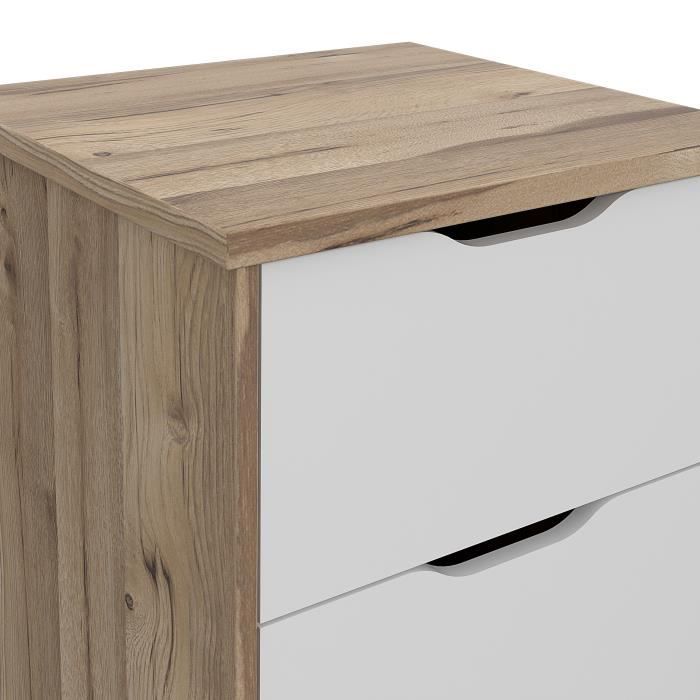 VANKKA - 4-Drawer Chest - Oak and White Finish - Scandinavian Style - W45 x D42 x H108 cm