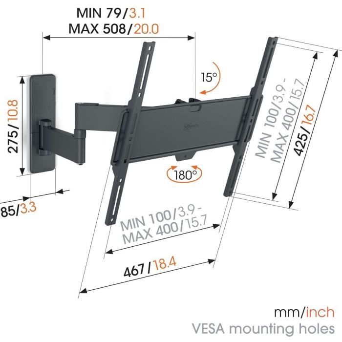 VOGEL'S TV Wall Mount - TVM 1443 - 32-65 inch - 15° Tilt - Full-Motion