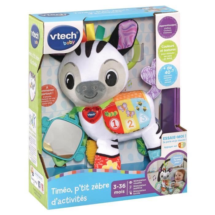 VTECH BABY Timéo Small Activity Zebra Plush Toy, 3-24 Months