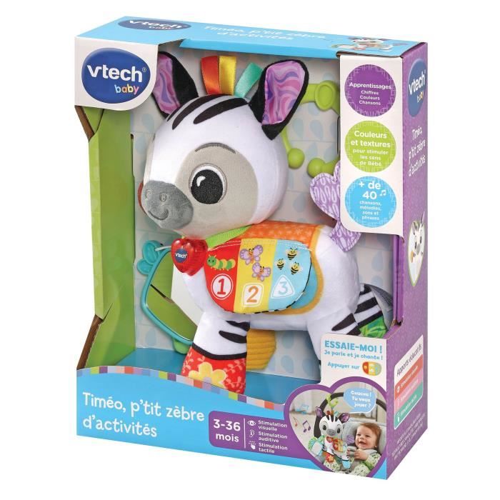 VTECH BABY Timéo Small Activity Zebra Plush Toy, 3-24 Months