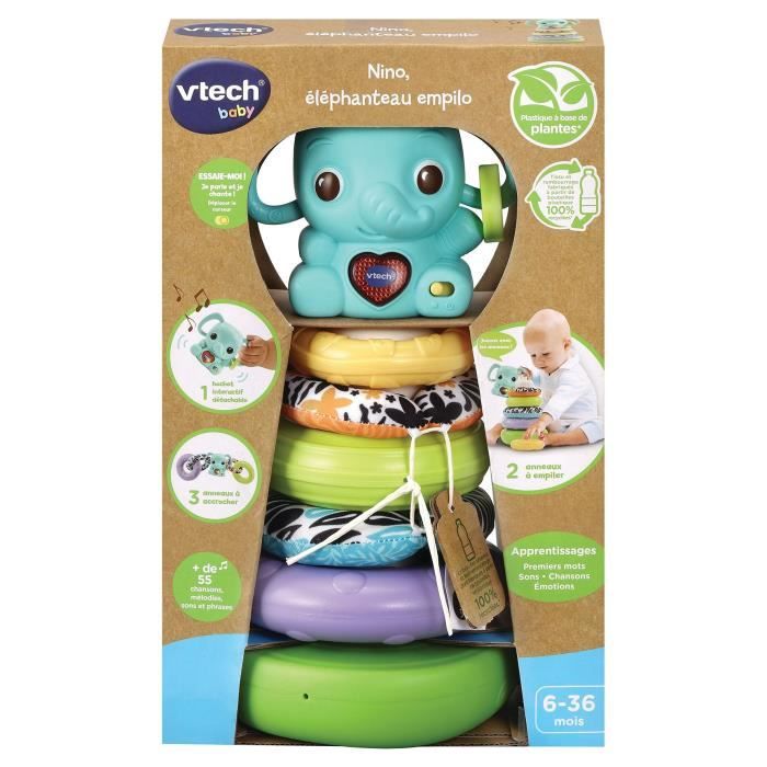 VTECH BABY - Play Green - Nino Stacking Elephant 3 in 1 - Bio-Sourced Plastic