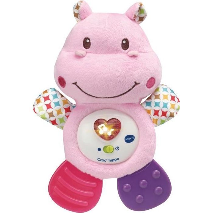 VTECH BABY - Croc'Hippo Rattle - Textured Pink Plush Toy