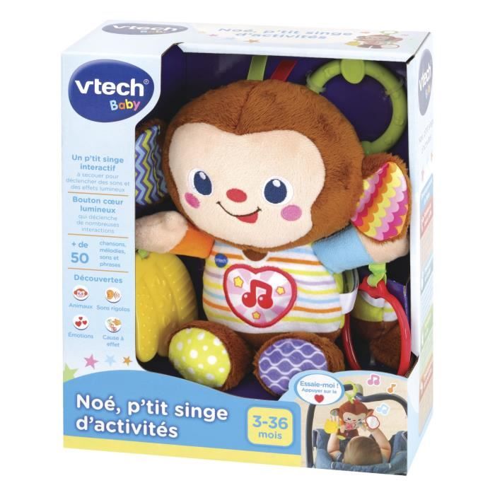 VTECH BABY Early Learning Toy - Noah, Little Activity Monkey Rattle for 3-36 Months