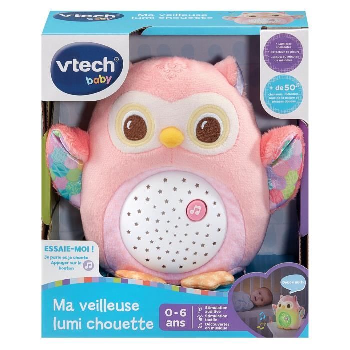 VTECH MY LUMI NIGHT LIGHT PINK OWL - 0-6 Years, Musical Night Light with Sound Sensor