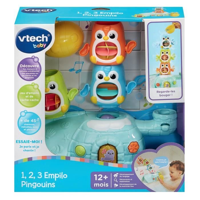 VTECH Stacking Toy - 1,2, 3 Stacking Penguins - 1-5 Years - Bath Fun
