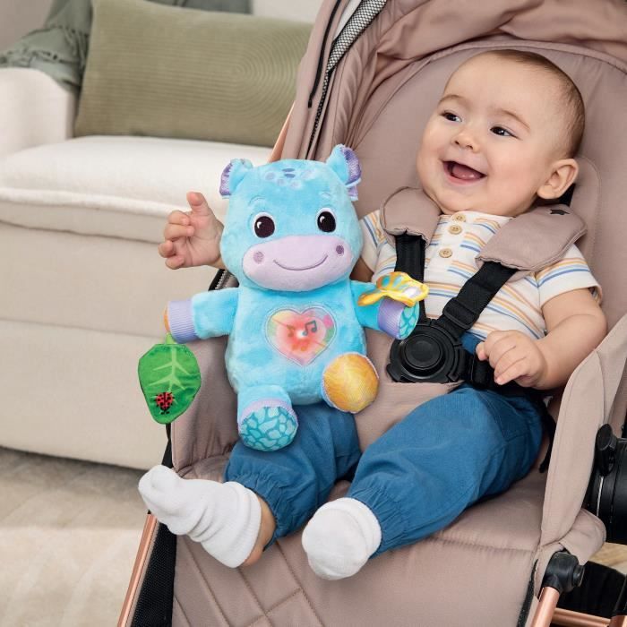 VTECH Theo, My Cuddly Hippo - Interactive Plush Toy - 3-36 Months - Recycled Plastic Bottles