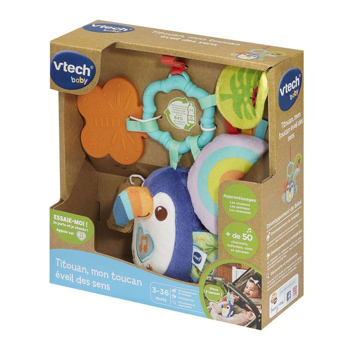 VTECH Titouan, My Toucan Sensory Awakening - Soft Toy - 3-36 Months - Multicolor