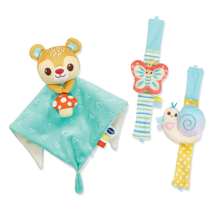 VTECH Toudoux Newborn Gift Set - Soft Toy and Rattle Bracelets - 0 Months+ - Multicoloured
