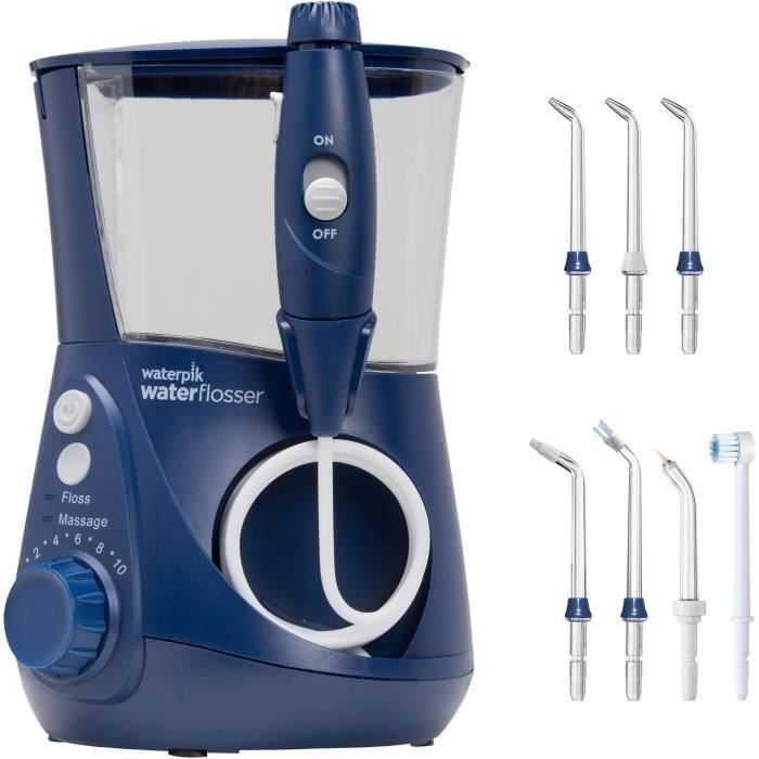 WATERPIK Ultra Professional WP-663 Fixed Water Flosser - 1250 Pulses - 90s Capacity - 7 Nozzles - Blue