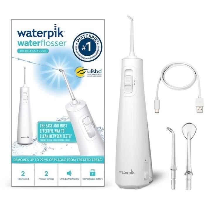 Waterpik WF-20 Pulse, Cordless Water Flosser, Recommended by the UFSBD, Rechargeable Dental Jet, Removes Plaque, White