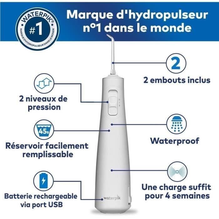 Waterpik WF-20 Pulse, Cordless Water Flosser, Recommended by the UFSBD, Rechargeable Dental Jet, Removes Plaque, White