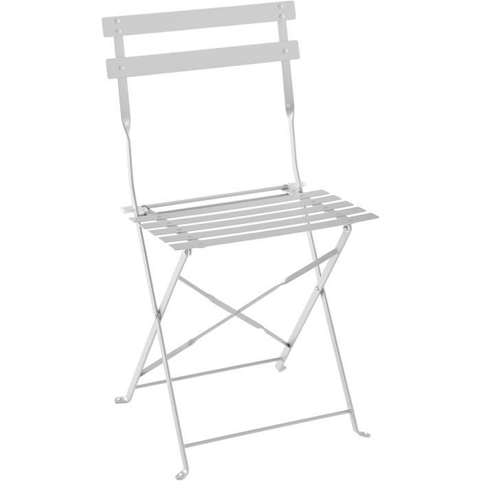 Bistro Set - 60 cm Folding Round Table + 2 Chairs - Powder-Coated Steel - Grey