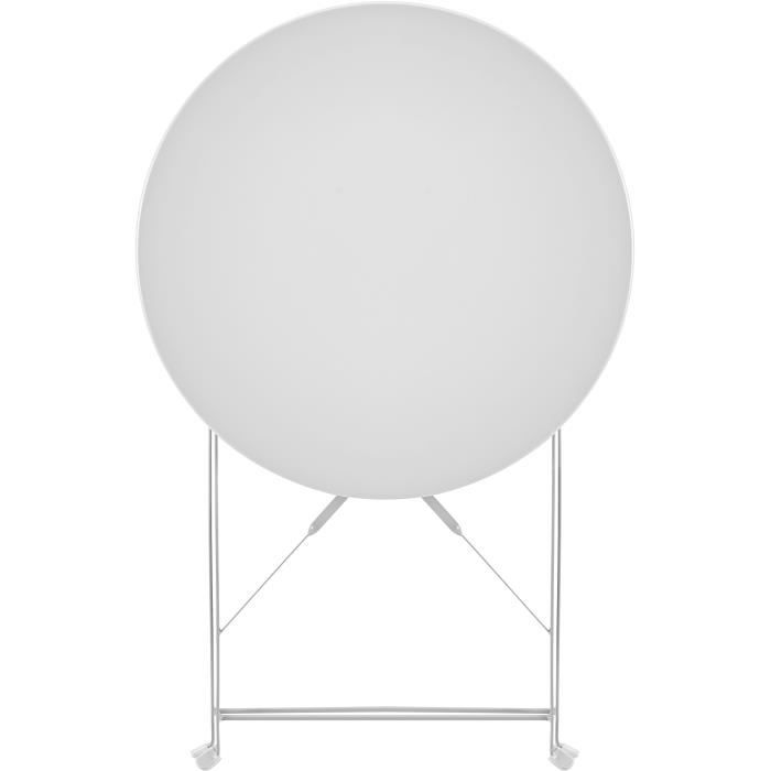 Bistro Set - 60 cm Folding Round Table + 2 Chairs - Powder-Coated Steel - Grey