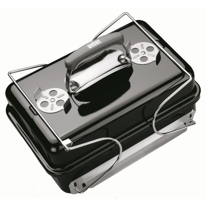 Weber Go-Anywhere Charcoal Barbecue - Black - Enamelled Steel Bowl and Lid