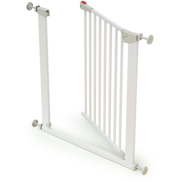 WEBABY MOBI Safety Barrier - 72.5 to 79.5 cm - White Steel - Easy One-Hand Operation