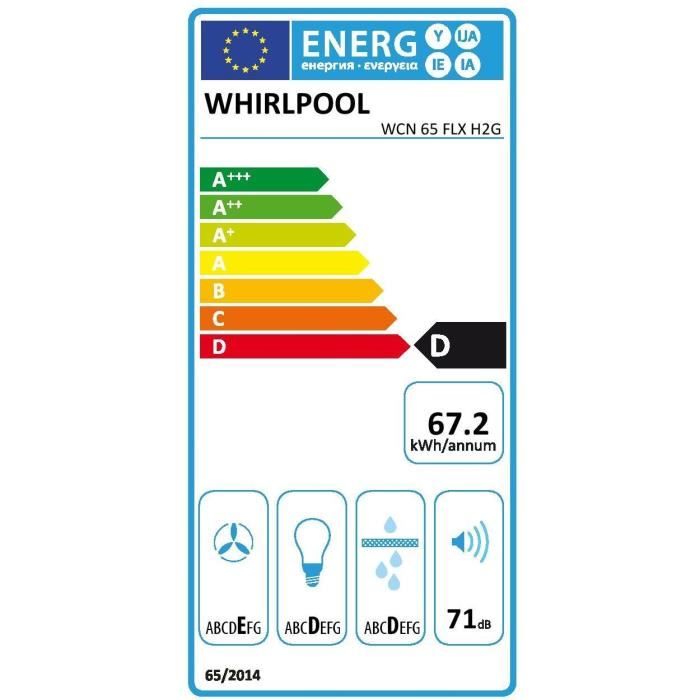 WHIRLPOOL Built-in Visor Hood - Stainless Steel - 60 cm - WCN65FLXH2G Hood2GO