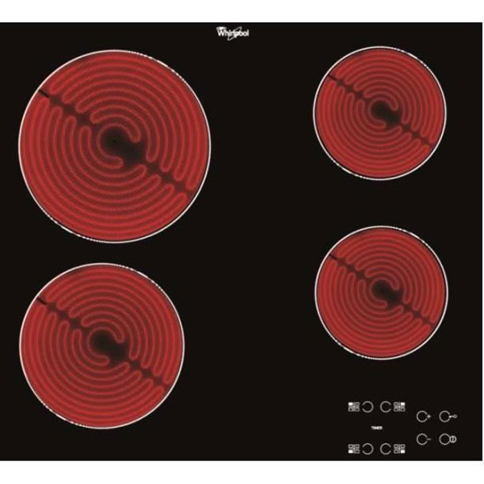 WHIRLPOOL AKT8090NE Ceramic Hob - 4 Zones - 6200W - W58 x D51cm - Black