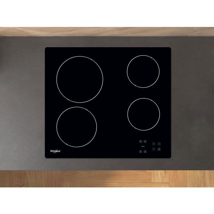 WHIRLPOOL AKT8090NE Ceramic Hob - 4 Zones - 6200W - W58 x D51cm - Black