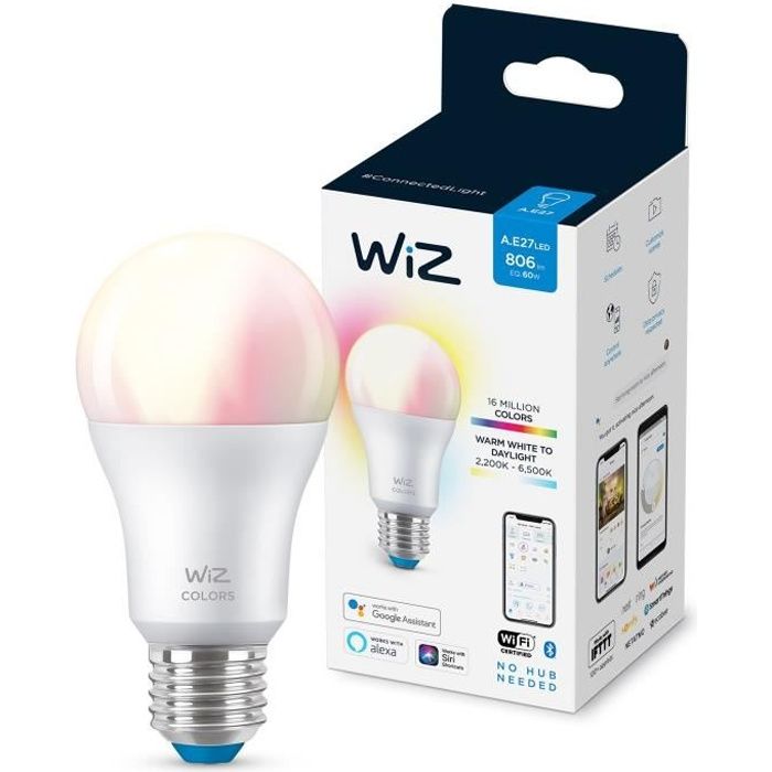 WiZ Smart Color Bulb E27 60W, RGBW, Dimmable