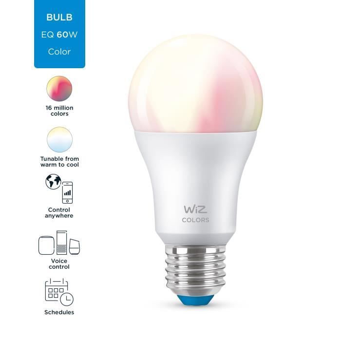 WiZ Smart Color Bulb E27 60W, RGBW, Dimmable