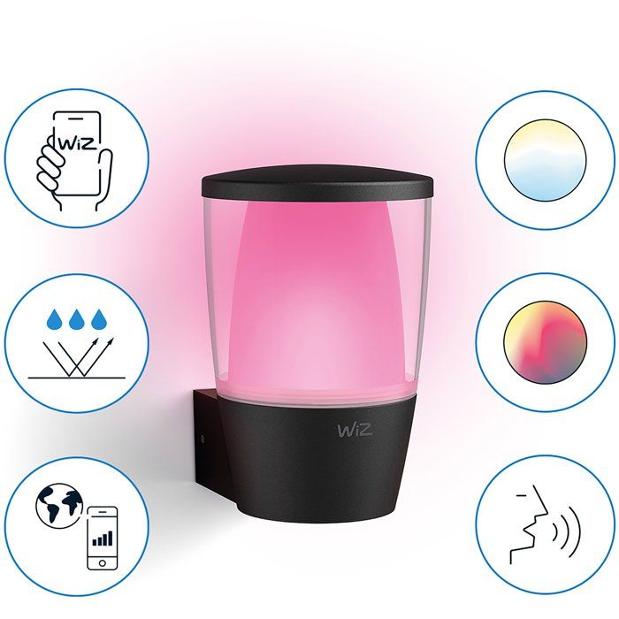 WIZ ELPAS Wall Light - Connected - Outdoor - Black