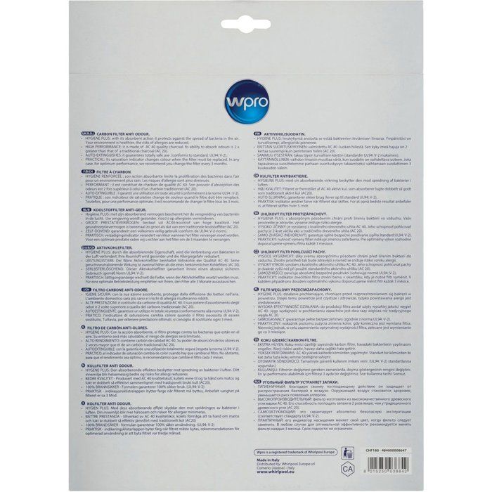 Wpro ARC201 Half moon hood filter - for Whirlpool hood AKR400-AKR404-AKR405