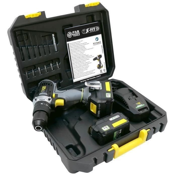 FARTOOLS X-FIT Tool Set - 18V Hammer Drill/Driver, 18V Rotary Hammer, 18V Angle Grinder 18-V-Akku-Schlagbohrschrauber 18-V-Akkus 18-V-Bohrhammer 18-V-Winkelschleifer