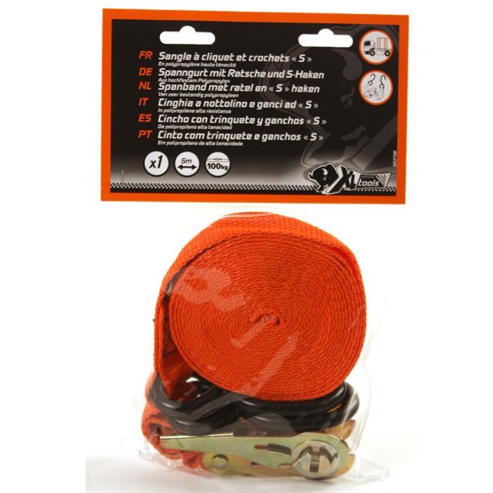 XLPT Ratchet Tensioner Strap 25 mm - 5 m - 100 kg Breaking Strength