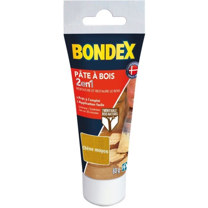 BONDEX Medium Oak Wood Filler - 80 g - Ready to Use - Fast Drying