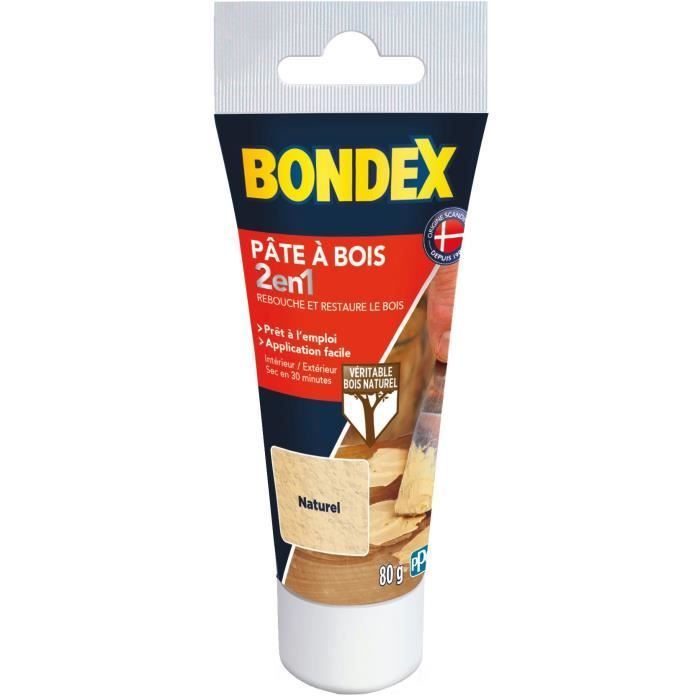 BONDEX Natural Wood Putty - 80 g - Ready to Use - Quick Drying