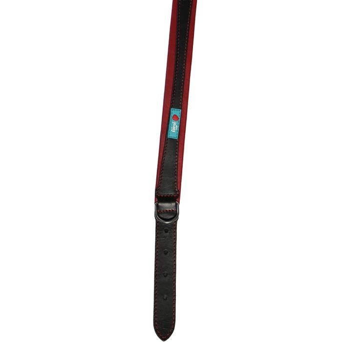 AIMÉ Dog Collar - Basic Leather - Cowhide/Lambskin - Size L 43-52 cm - Black/Red