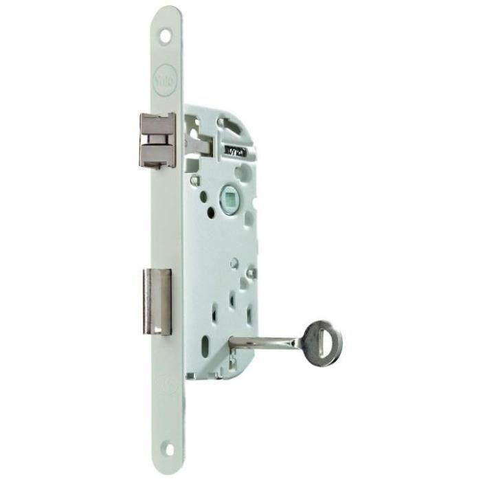 YALE Mortise Lock with Key - Y75R-A40/B/SC - 40 mm Backset, 135 mm Case - NF Level 2 Certified - White, Strike Plate and