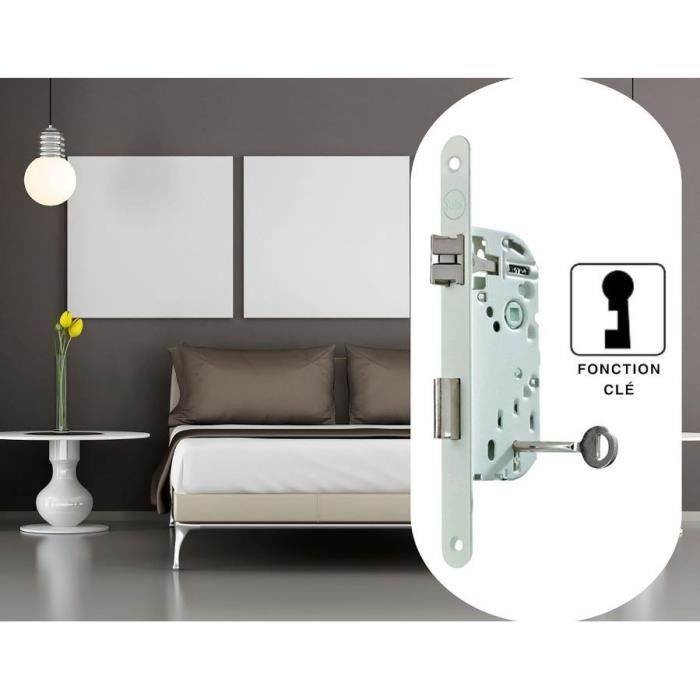 YALE Mortise Lock with Key - Y75R-A40/B/SC - 40 mm Backset, 135 mm Case - NF Level 2 Certified - White, Strike Plate and